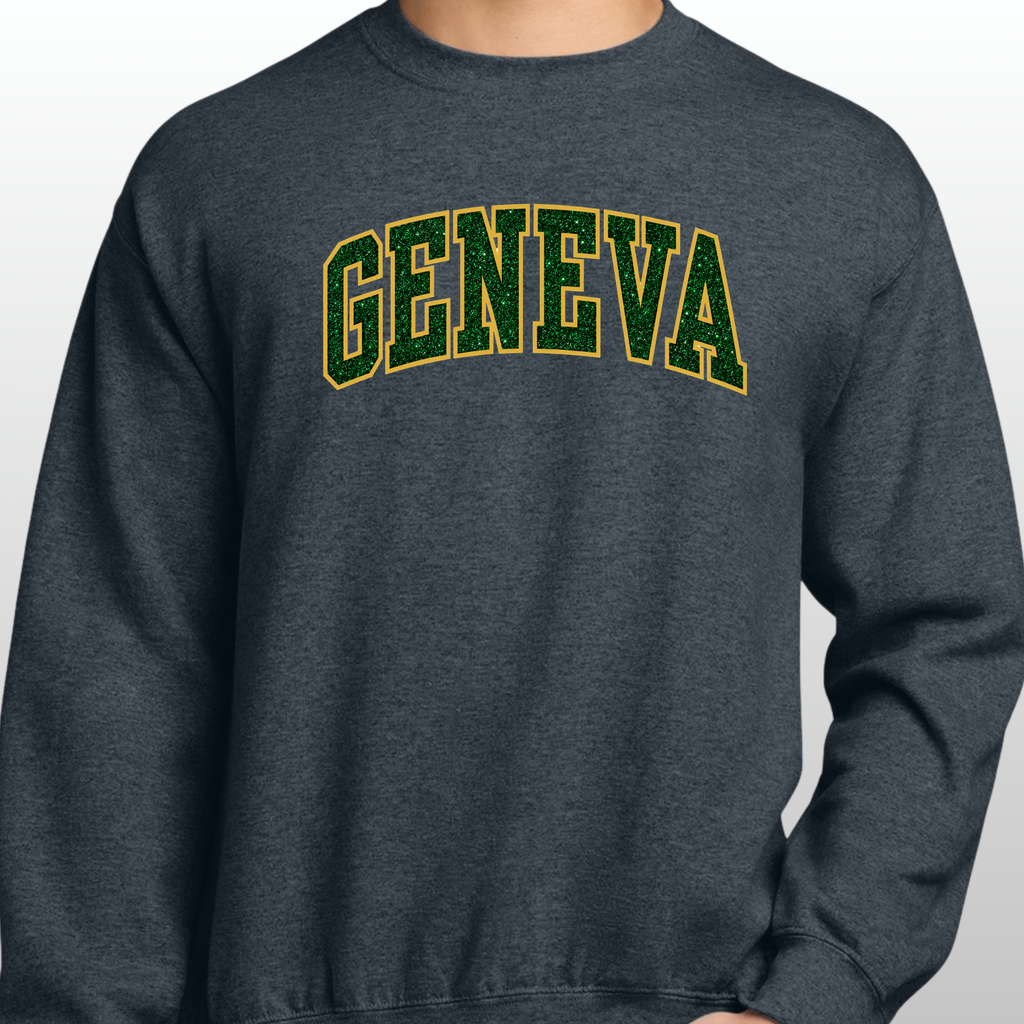 Geneva Glitter Embroidered Crewneck