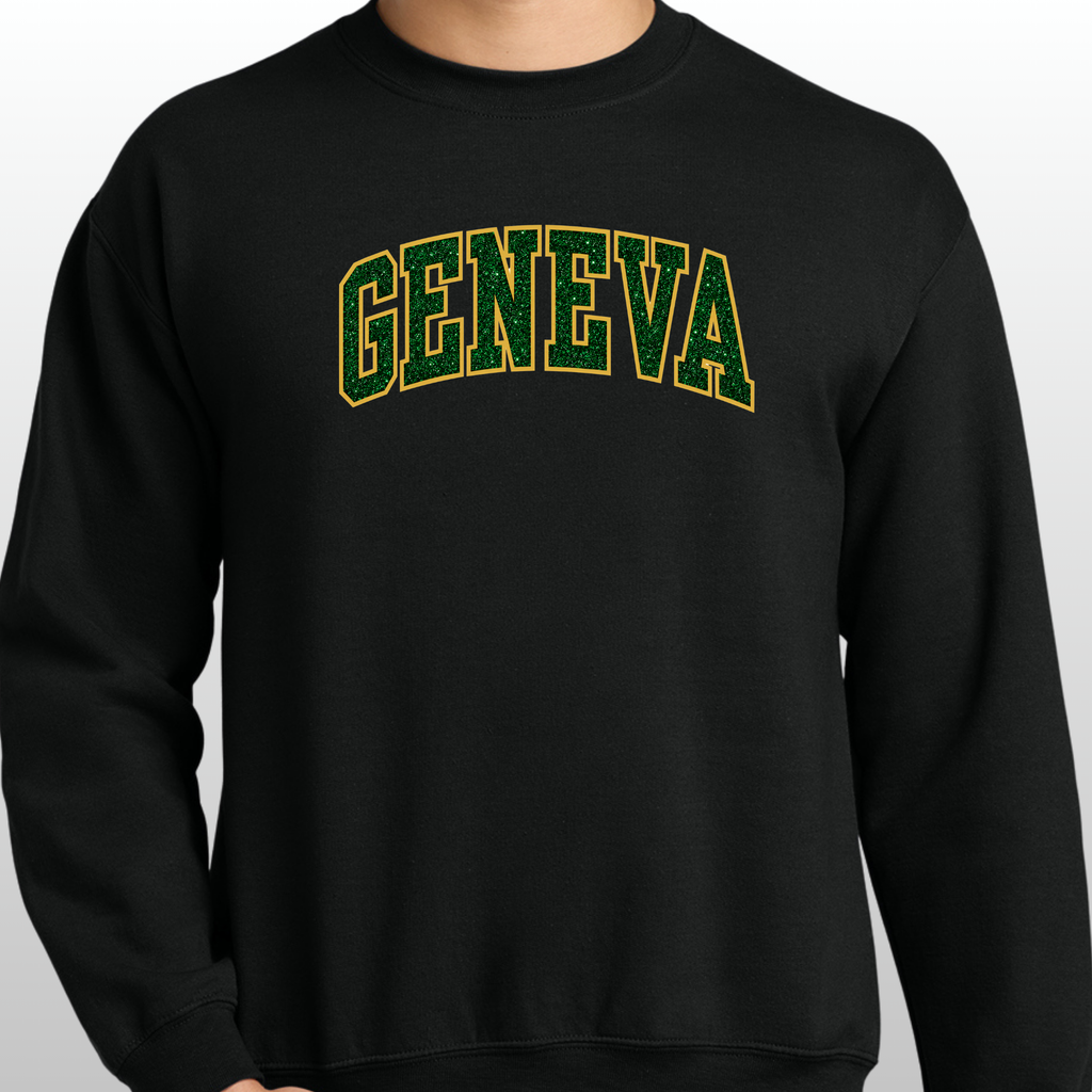 Geneva Glitter Embroidered Crewneck
