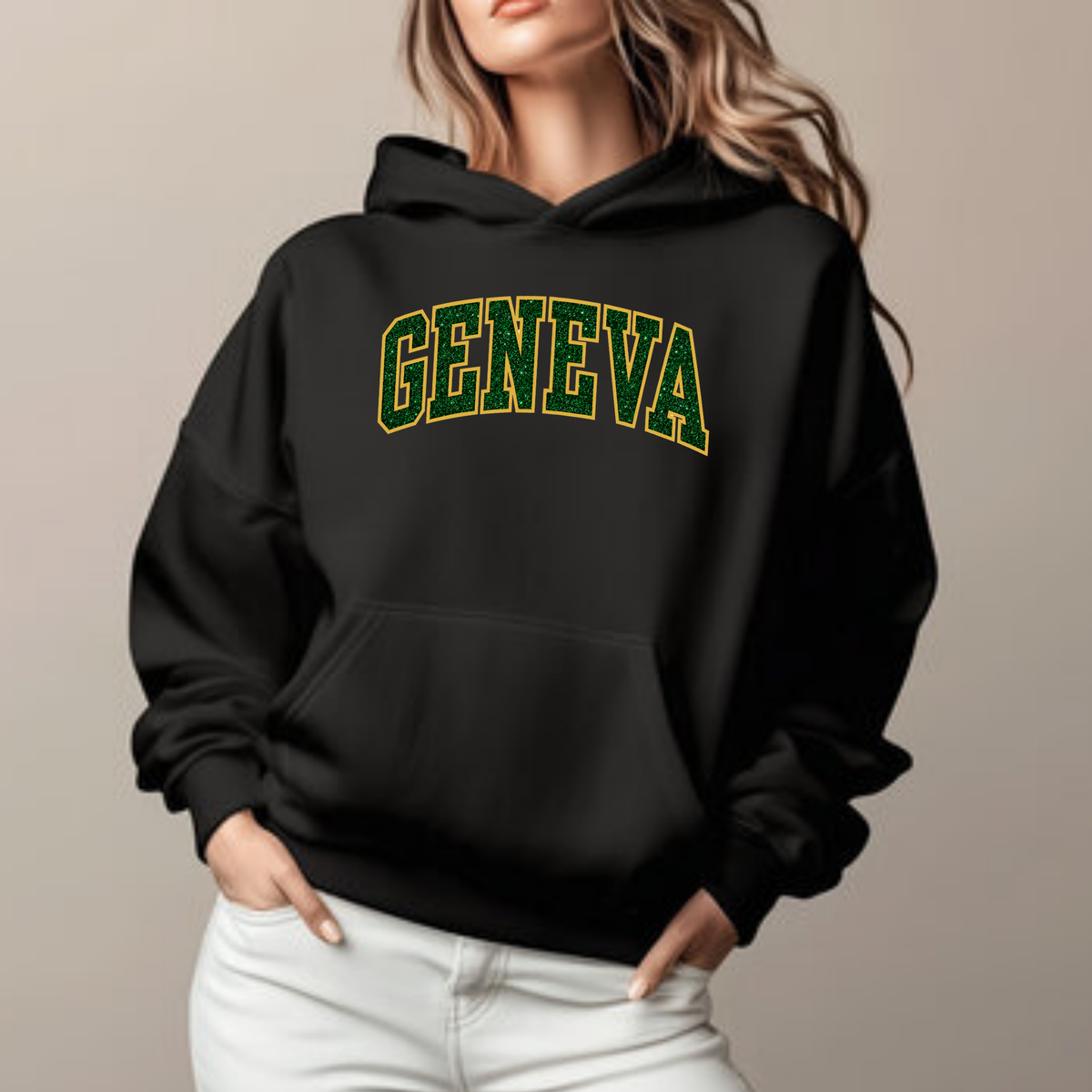 Geneva Glitter Embroidered Hoodie