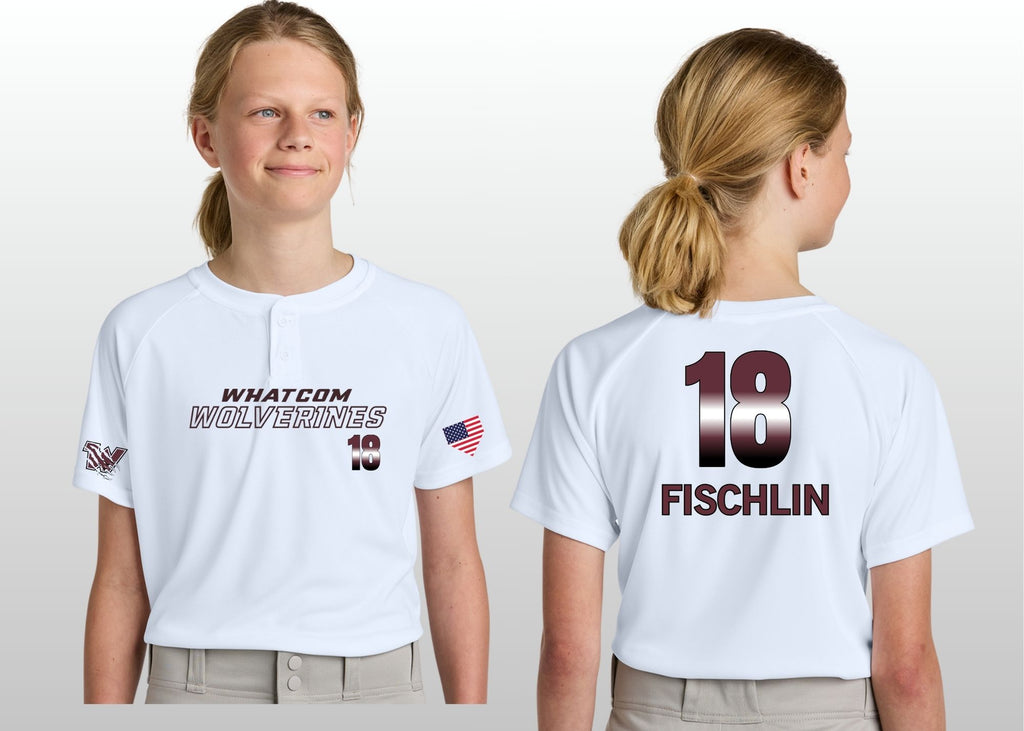 Whatcom Wolverines Youth Henley Button Jersey
