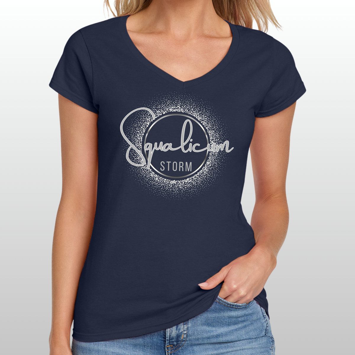 Squalicum Glitter Women's V Neck T-Shirt