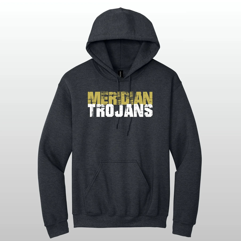 Meridian Trojans Grunge Hooded Sweatshirt