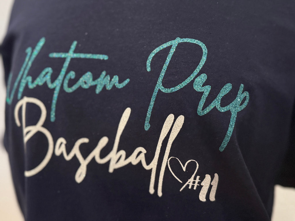 Whatcom Prep Glitter Baseball Crewneck