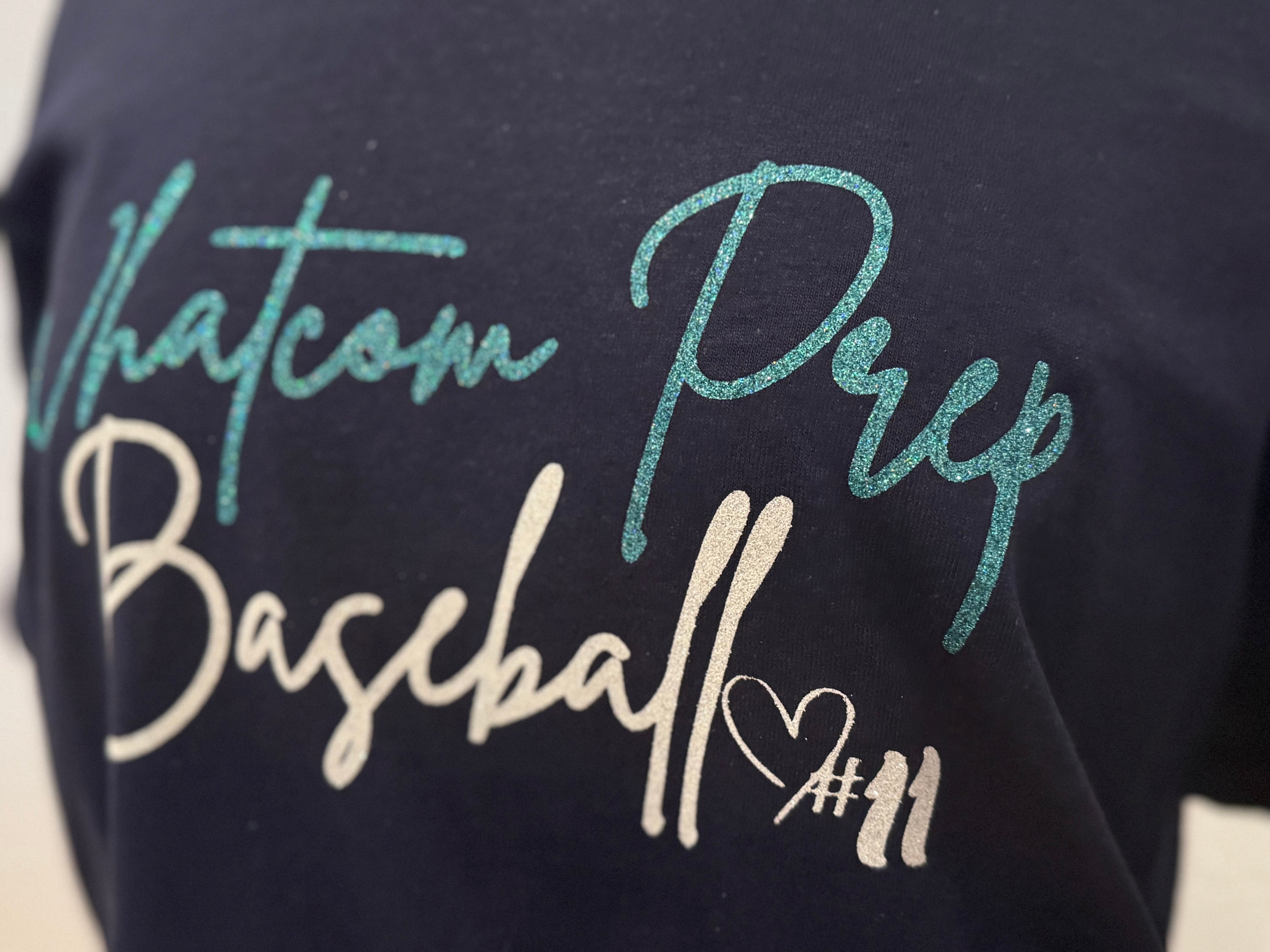 Whatcom Prep Glitter Baseball Crewneck