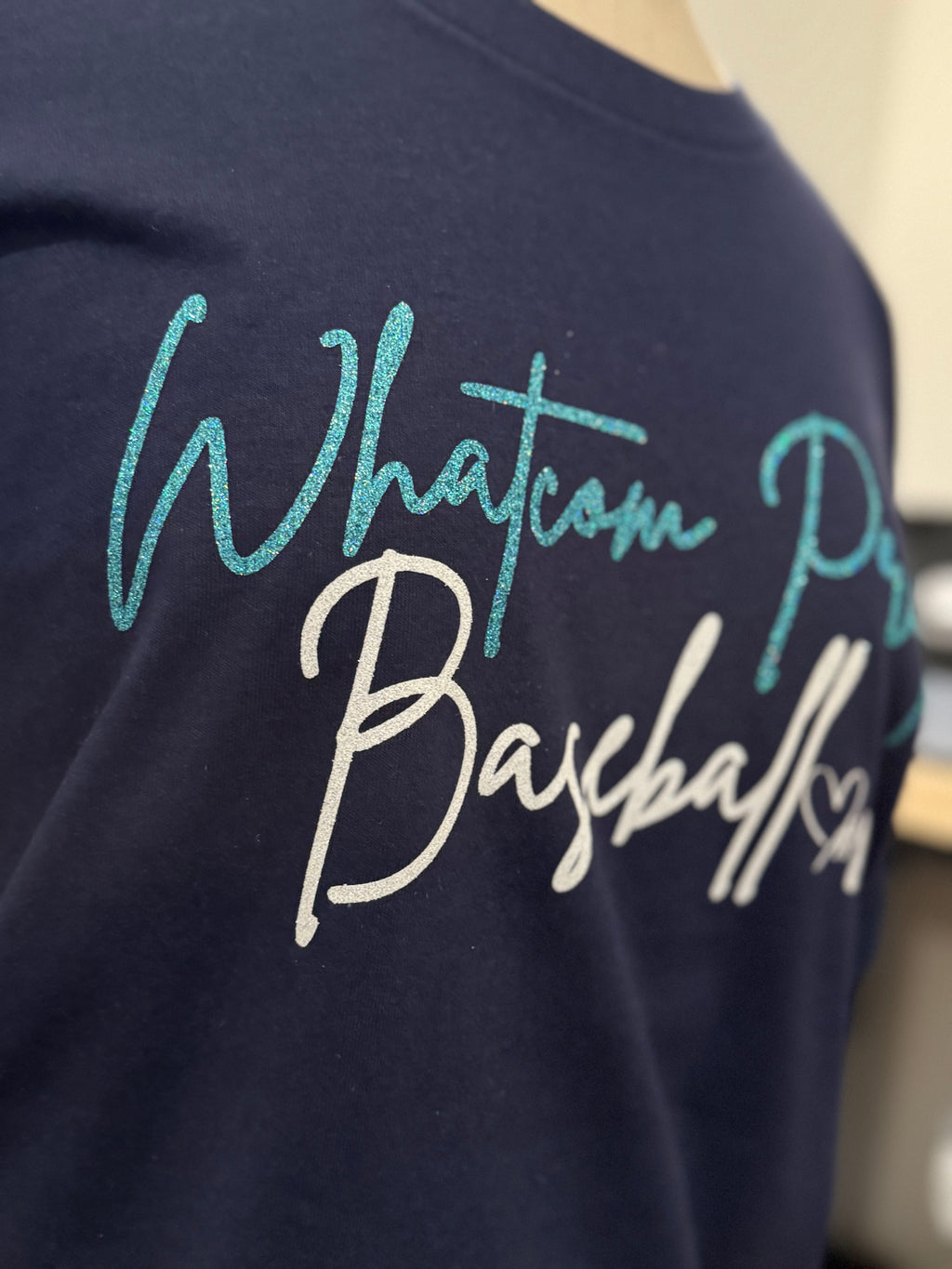 Whatcom Prep Glitter Baseball Crewneck