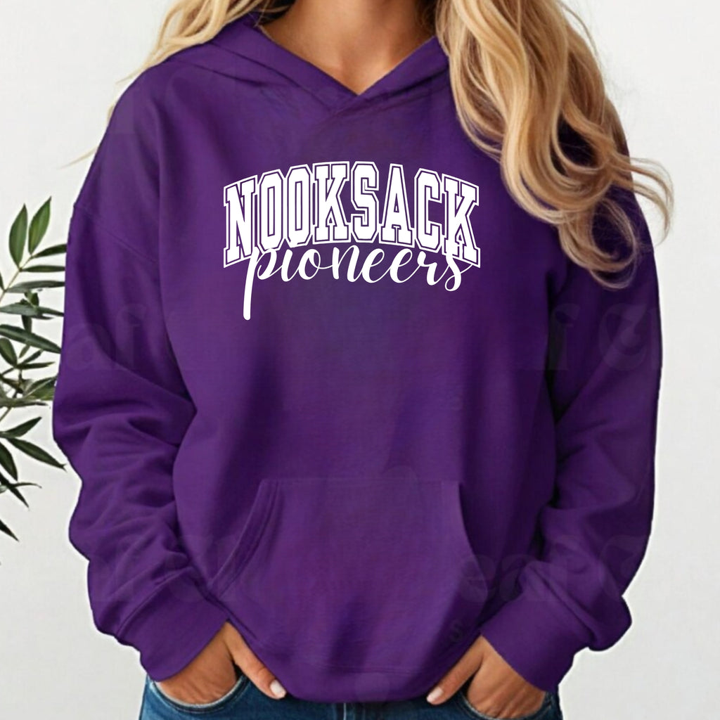 Nooksack Pioneers Cursive Hooded Sweatshirt