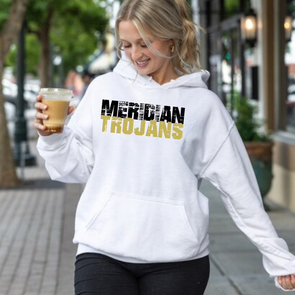 Meridian Trojans Grunge Hooded Sweatshirt