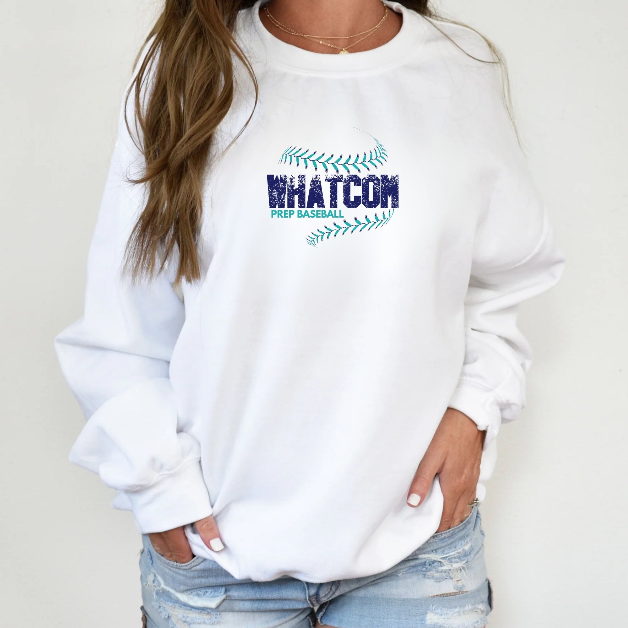 Whatcom Prep Baseball Seams Crewneck