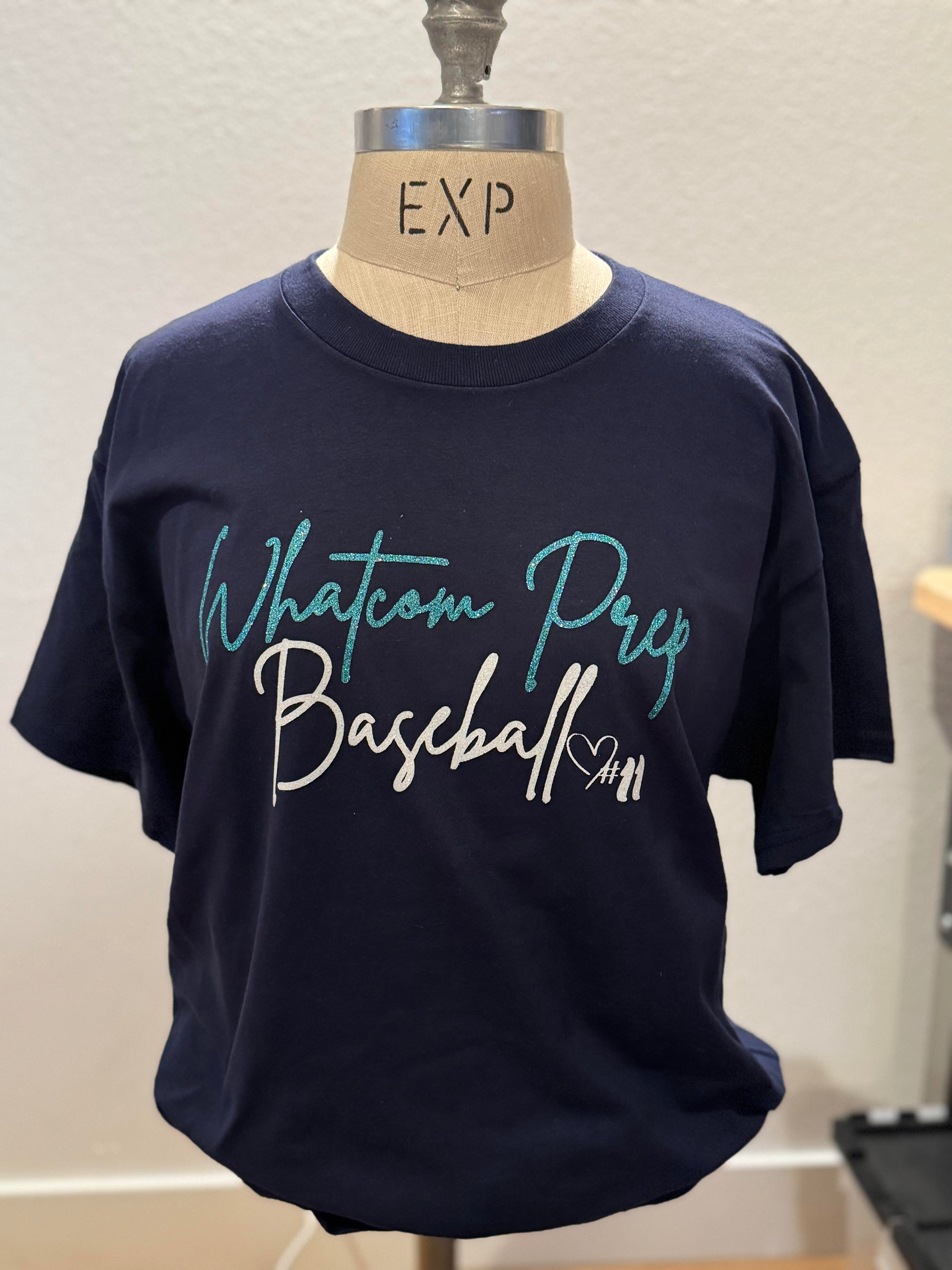 Whatcom Prep Glitter Baseball T-Shirt